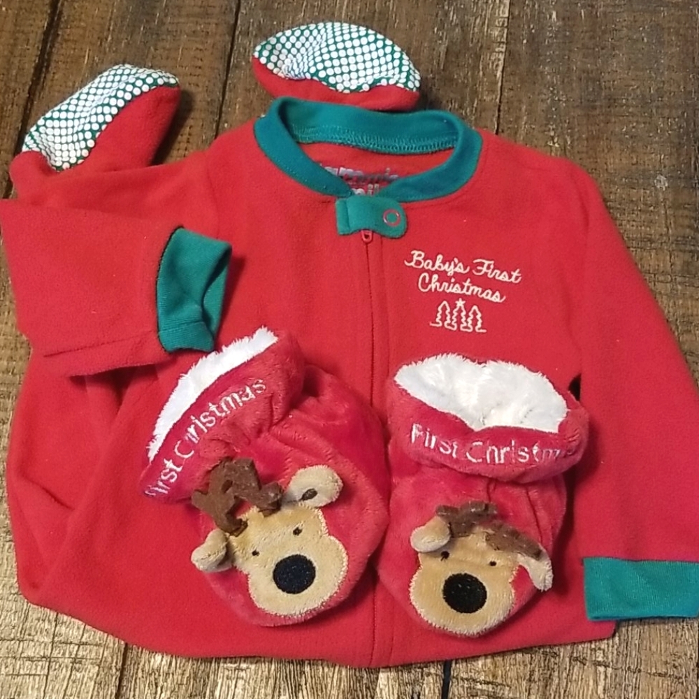 Baby's First Christmas Pajamas and Slippers